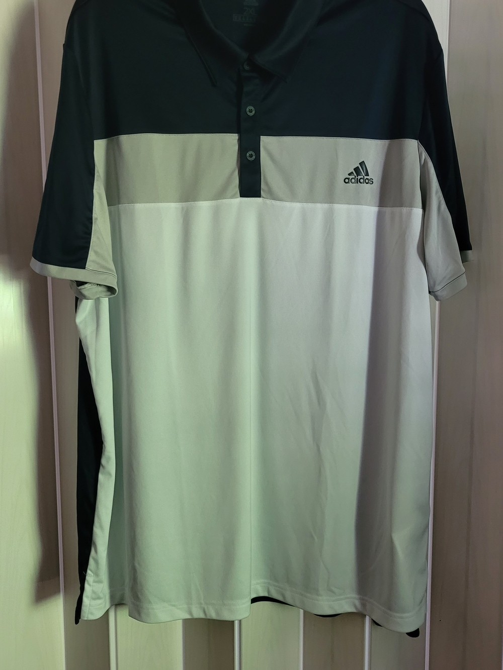 adidas Black, White and Gray Colorblock Men’s Polo